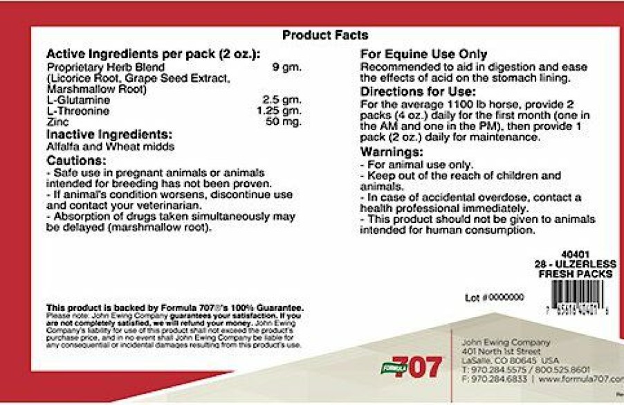 Clearance * Best Sale Formula 707 Ulzerless Digestive Health Hay Flavor Pellets Horse Supplement, 28 Count