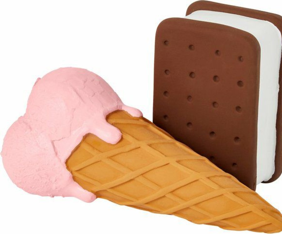 New * 100% Guarantee Frisco Ice Cream Sandwich & Ice Cream Cone Latex Dog Toy, 2-Pack