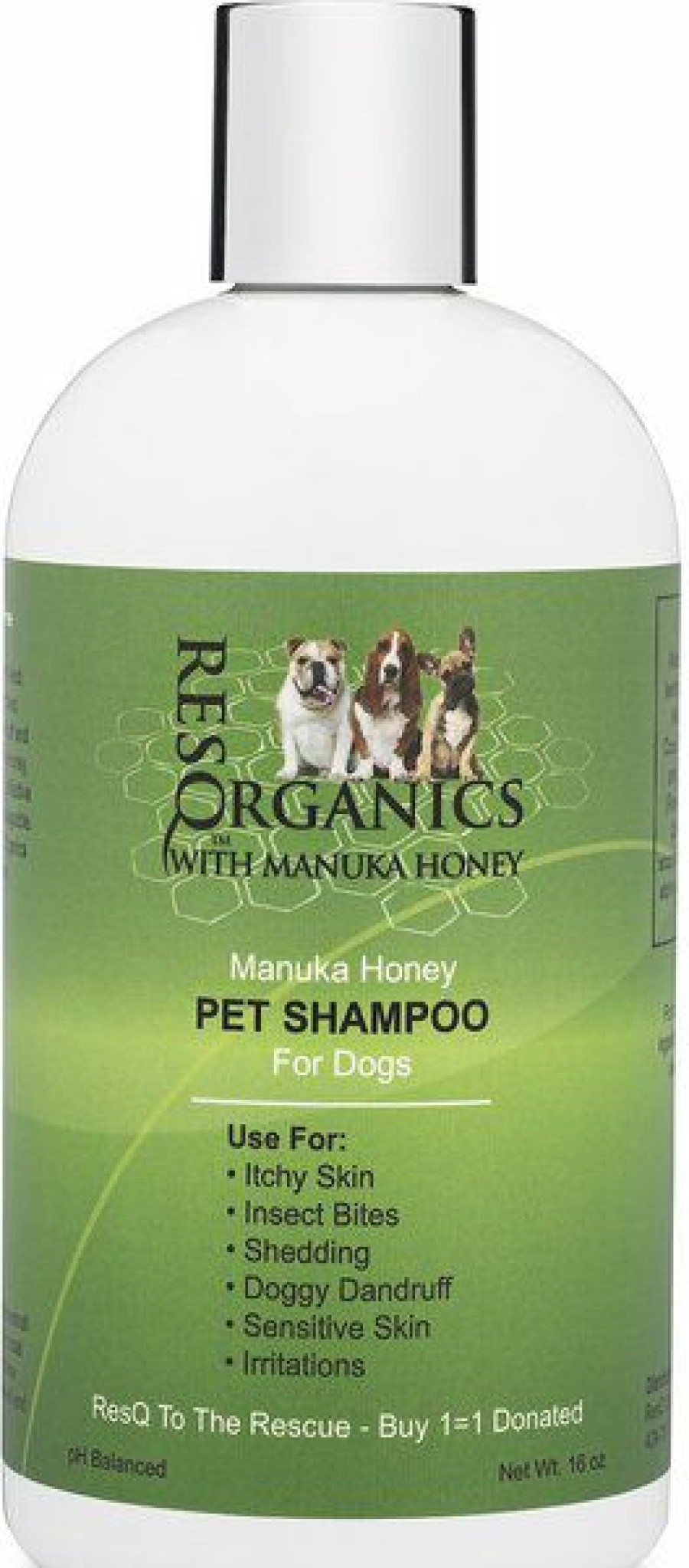 New * Good Quality Resq Organics Manuka Honey Dog Shampoo, 16-Oz Bottle