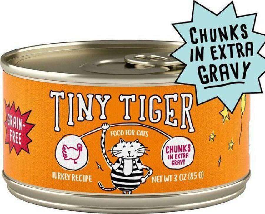 Hot * 100% Guarantee Bundle: Tiny Tiger Chunks In Extra Gravy Turkey Recipe Grain-Free Canned Cat Food, 3-Oz, Case Of 24 + Fancy Feast Gravy Lovers Turkey Feast In Roasted Turkey Flavor Gravy Canned Cat Food, 3-Oz, Case Of 24