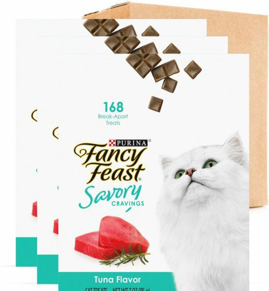 New * Wholesale Fancy Feast Savory Cravings Tuna Flavor Cat Treats, 9-Oz Box, Case Of 3