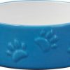 Best * Large Choice Frisco Paw Prints Non-Skid Ceramic Dog & Cat Bowl, Blue