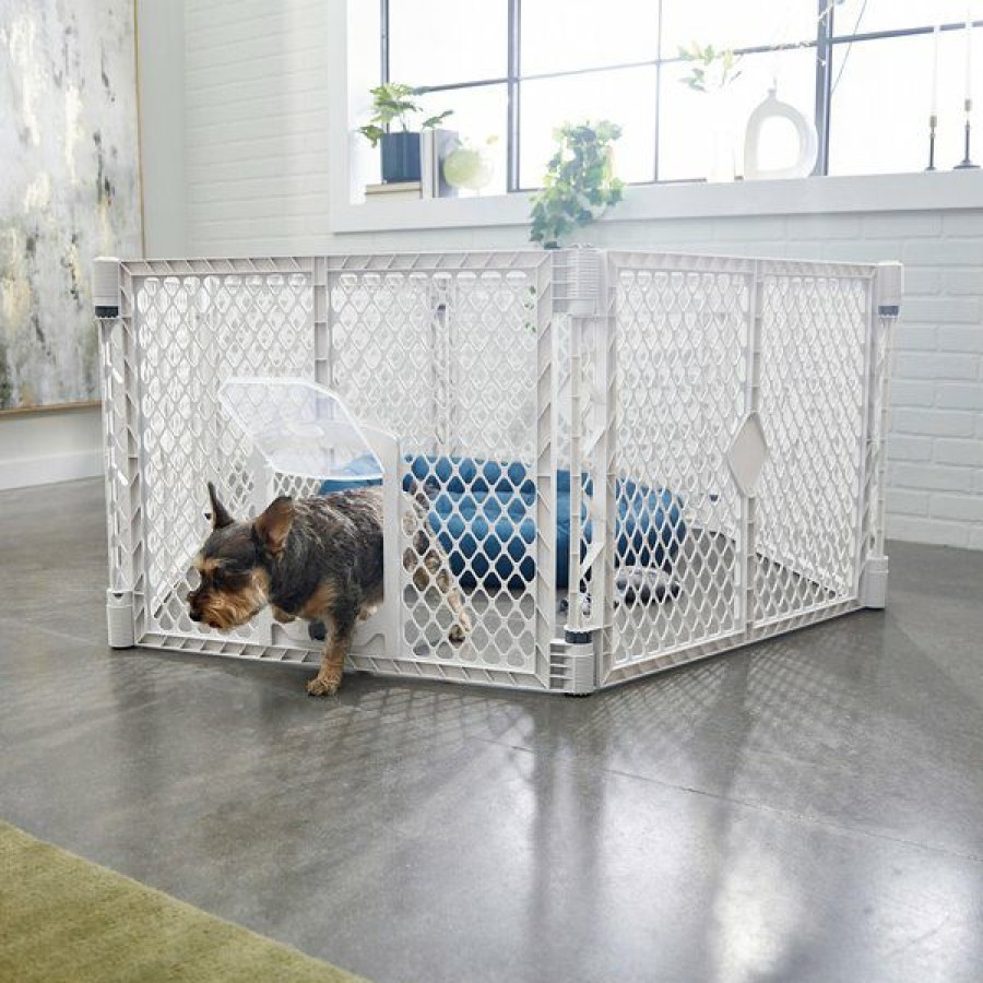 Clearance * Online Frisco 6-Panel Convertible Plastic Playpen Divider With Wall Mounts, Light Gray