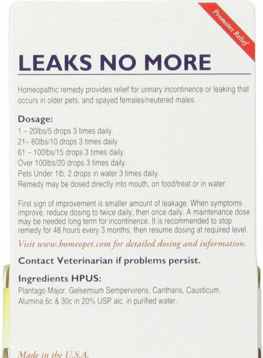 Wholesale * Large Choice Homeopet Leaks No More Homeopathic Medicine For Incontinence For Birds, Cats, Dogs & Small Pets, 450 Drops