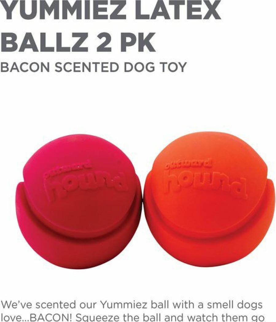 Hot * Best Quality Outward Hound Yummiez Ball Bacon-Scented Latex Dog Toy, 2 Count