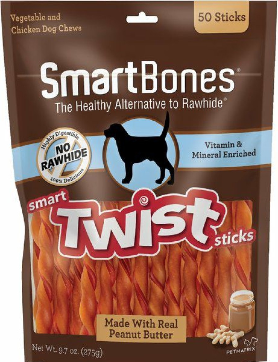 New * Discount Store Smartbones Twist Sticks Peanut Butter Flavor Dog Treats, 50 Count