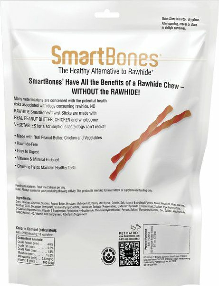 New * Discount Store Smartbones Twist Sticks Peanut Butter Flavor Dog Treats, 50 Count