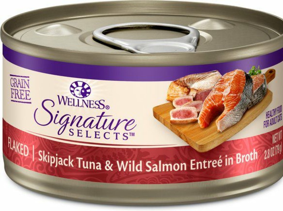 Best * Best Sale Wellness Core Signature Selects Flaked Skipjack Tuna & Wild Salmon Entree In Broth Grain-Free Canned Cat Food