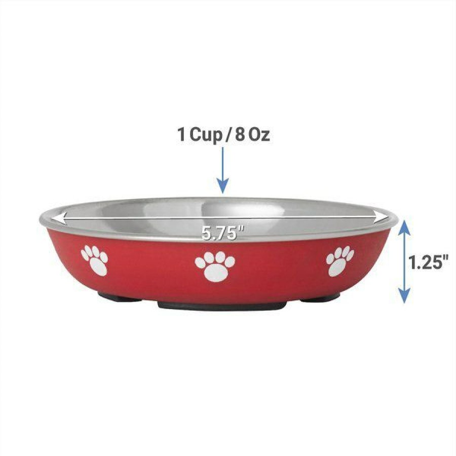 Wholesale * Popular Frisco Heavy Duty Non-Skid Saucer Cat Bowl, Red Paw