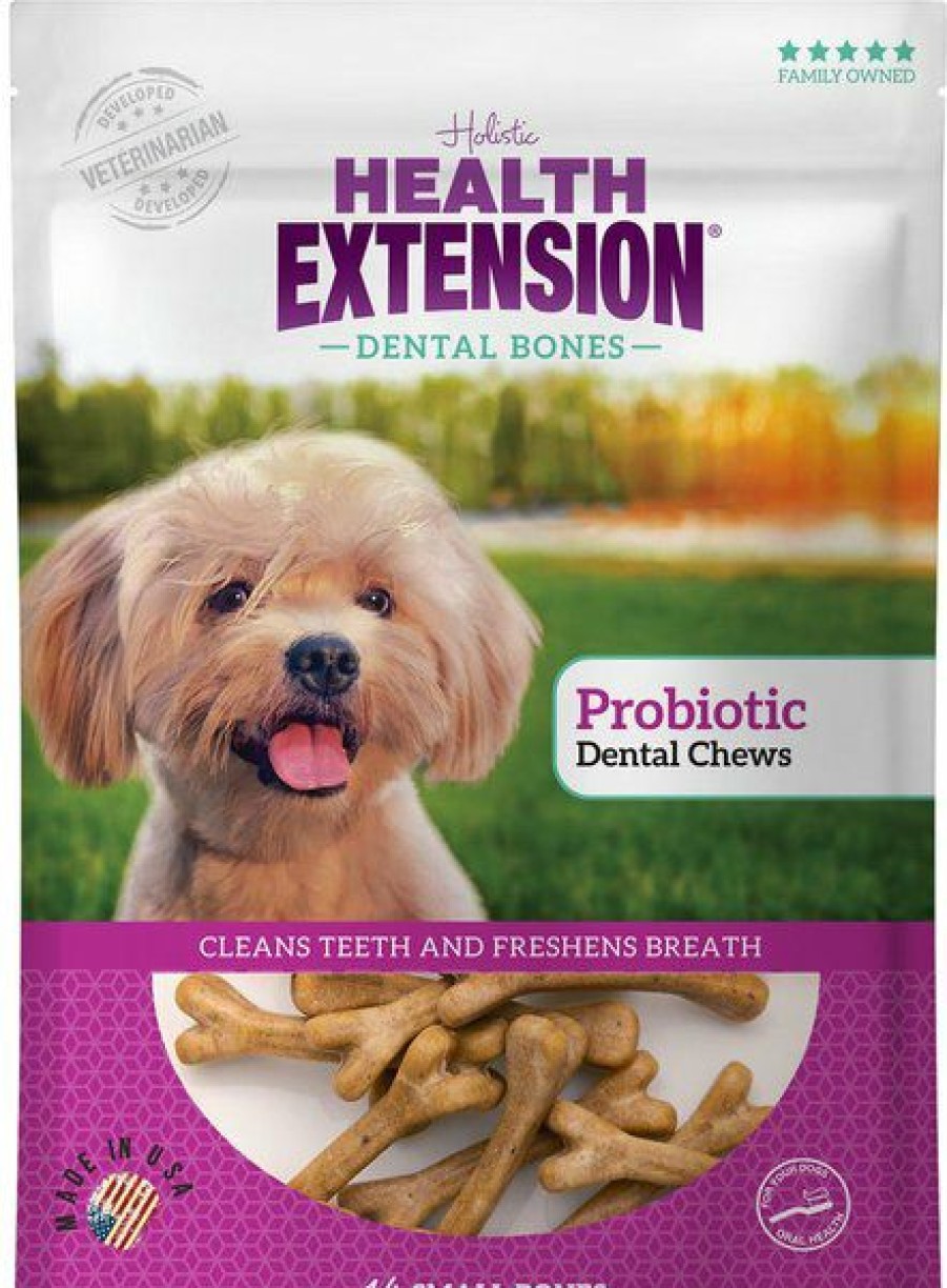 Clearance * Large Choice Bundle: Health Extension Probiotic Yogurt Small Dental Dog Treats, 14 Count + Health Extension Peanut Butter Flavored Small Dental Dog Treats, 14 Count