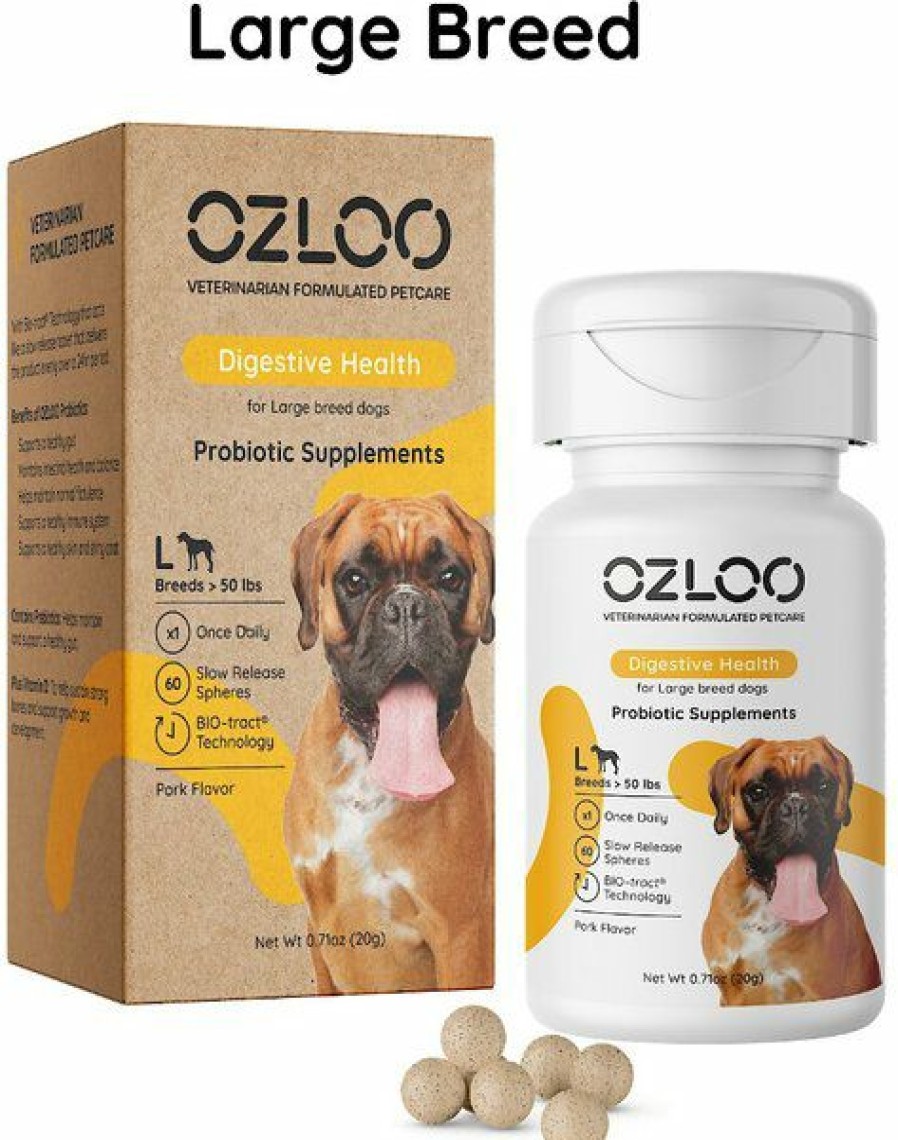 Online * Wholesale Ozloo Large Breed Digestive Health Probiotic Dog Supplement, 60 Count