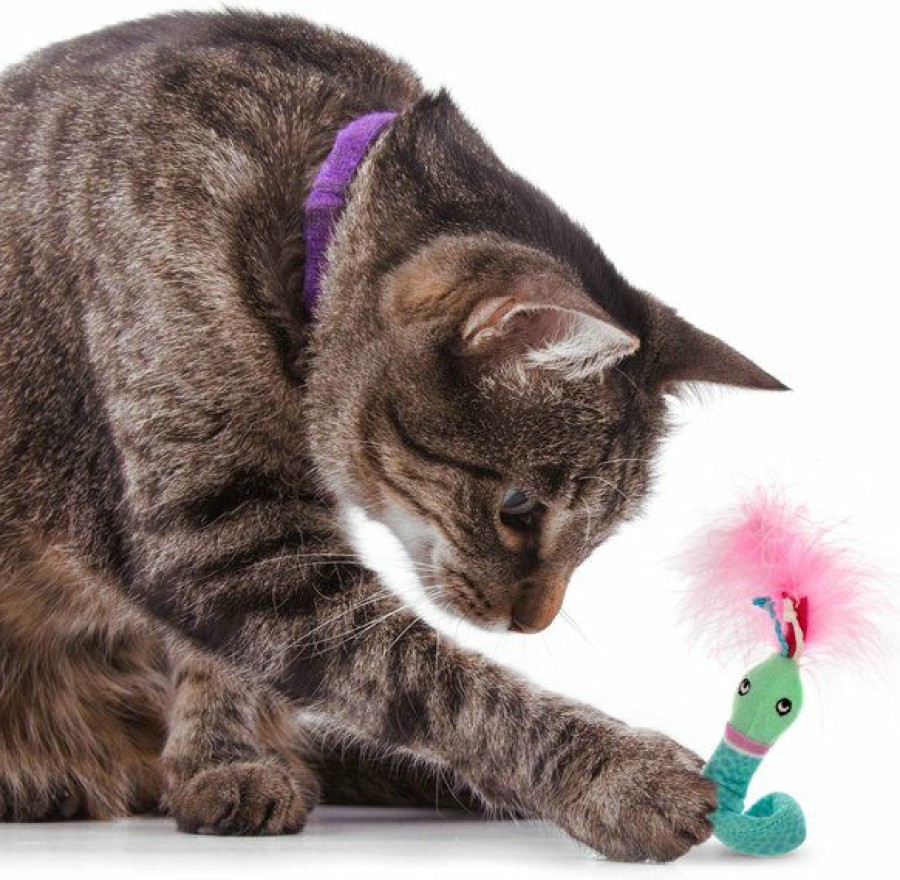 Online * Online Petlinks Happynip Wonder Wrap Flexible Bendy Plush Snake Cat Toy, Teal, Small