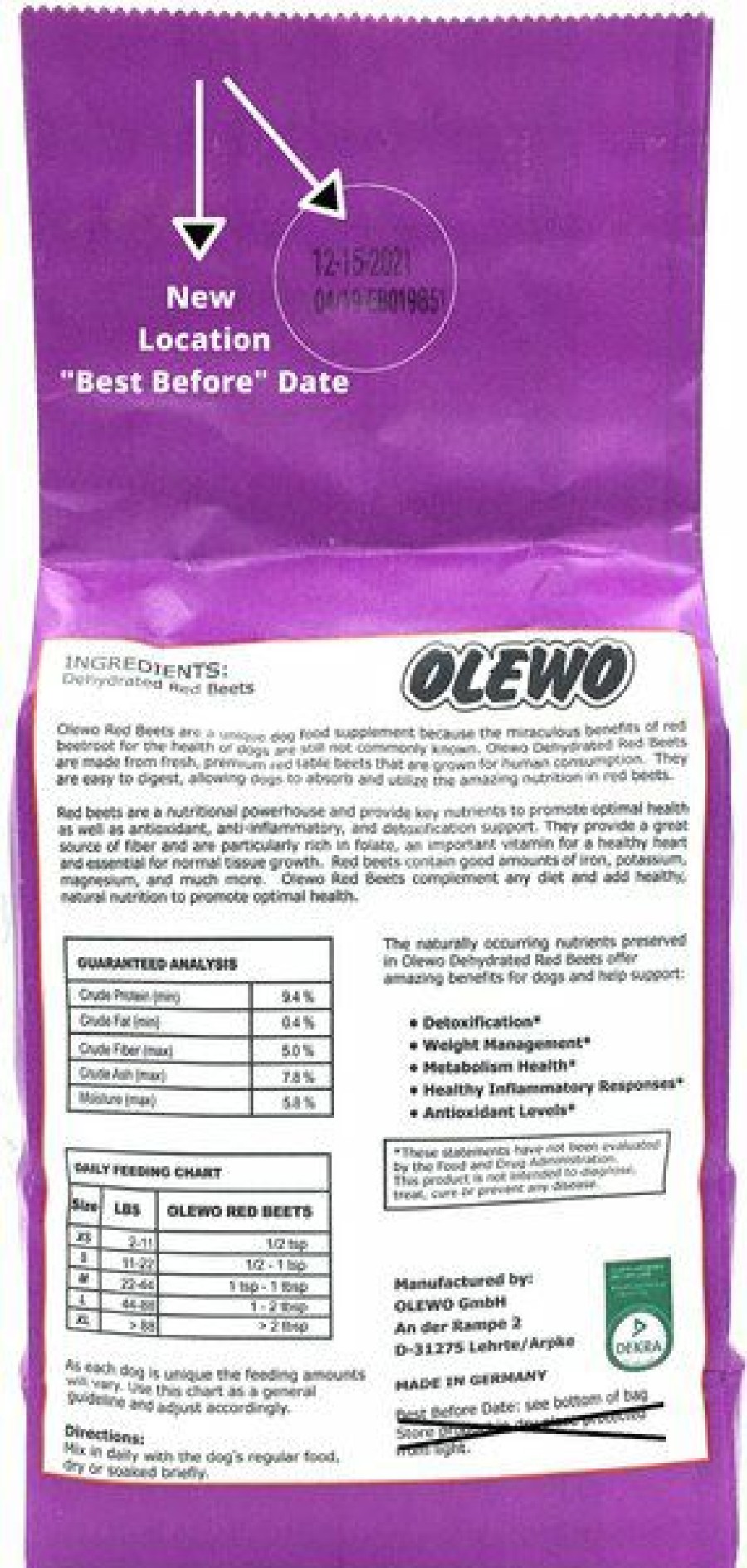 Best * Limited Edition Olewo Itch & Allergy Relief Dehydrated Red Beets Healthy Weight Dog Food Topper