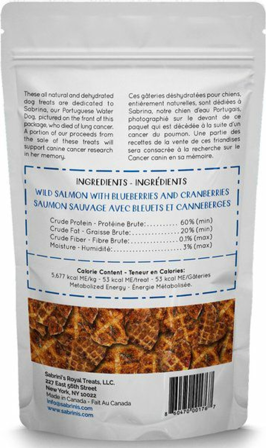 Clearance * Sabrinis Royal Treats 100% Guarantee Sabrini'S Royal Treats Wild Salmon Blueberries & Cranberries Dog Treats, 3-Oz Pouch