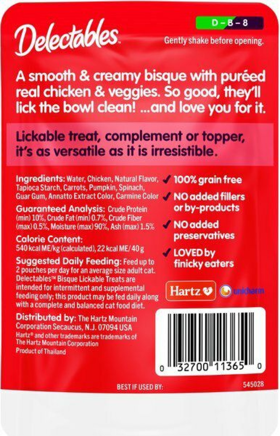 New * 100% Guarantee Hartz Delectables Bisque Non-Seafood Recipe Chicken & Veggies Lickable Wet Cat Treats, 1.4-Oz, Case Of 12