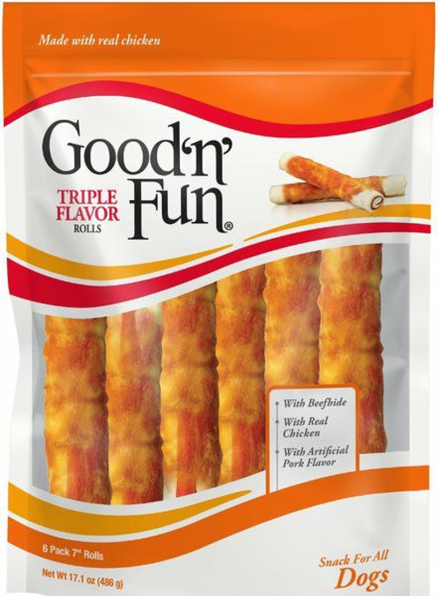 Hot * Good N Fun 100% Guarantee Good 'N' Fun Beef & Chicken Rolls Dog Treats, 6 Count