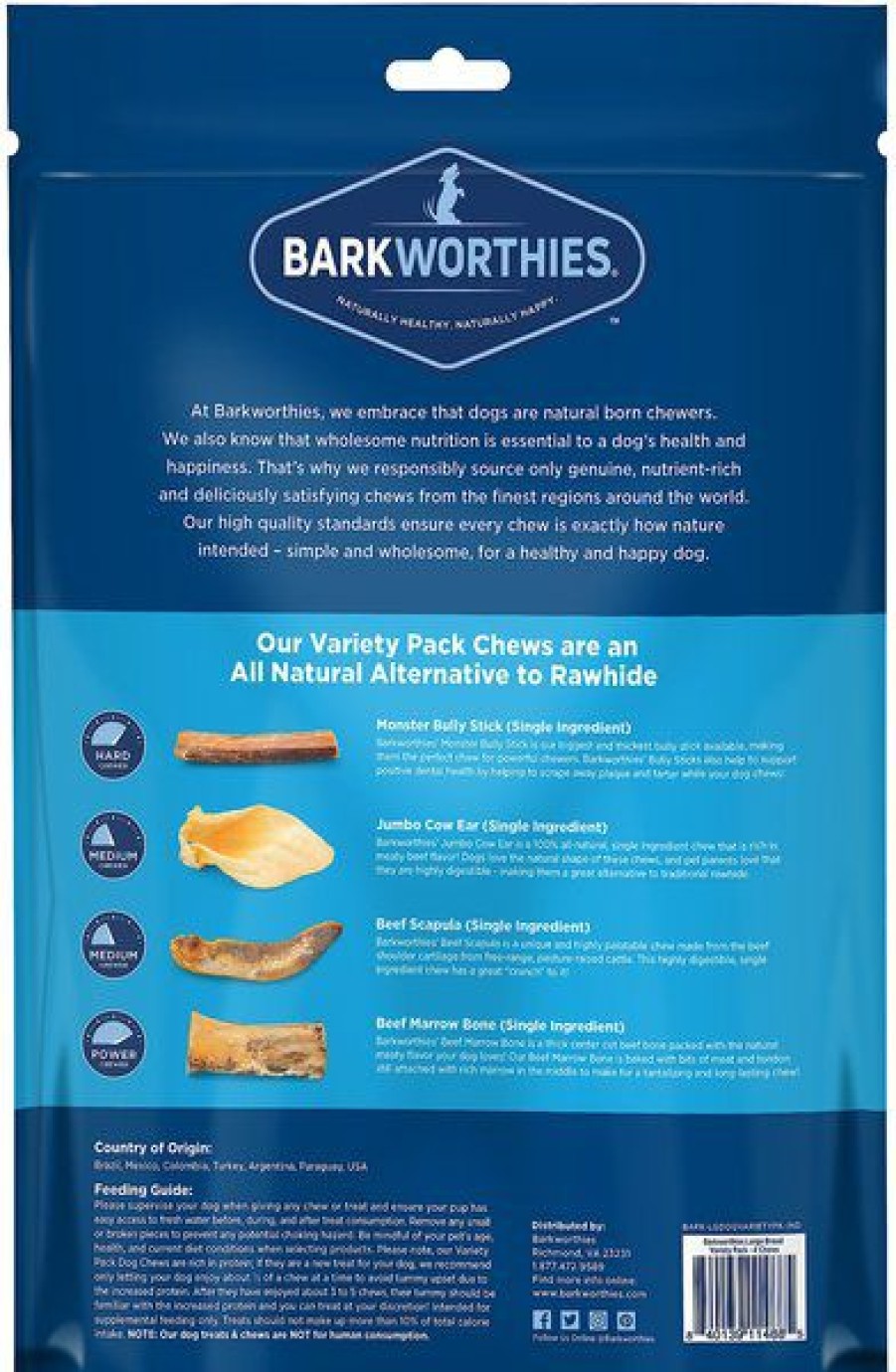 Hot * Discount Barkworthies Large Breed Variety Pack Natural Dog Chews, 4 Count