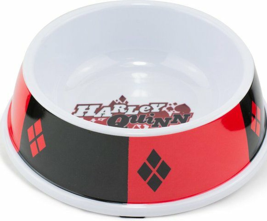 New * Top Selling Buckle-Down Harley Quinn Diamon Icon Diamonds Dog Bowls, Red, 16-Oz