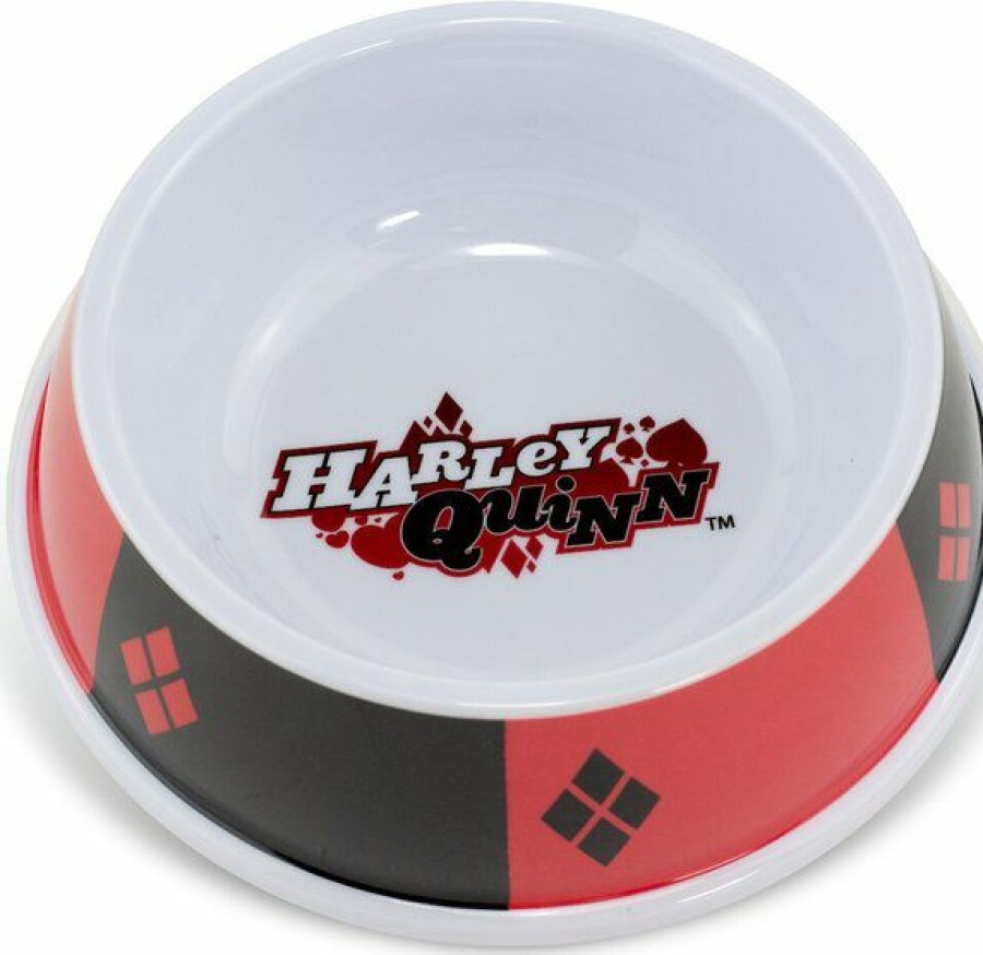 New * Top Selling Buckle-Down Harley Quinn Diamon Icon Diamonds Dog Bowls, Red, 16-Oz