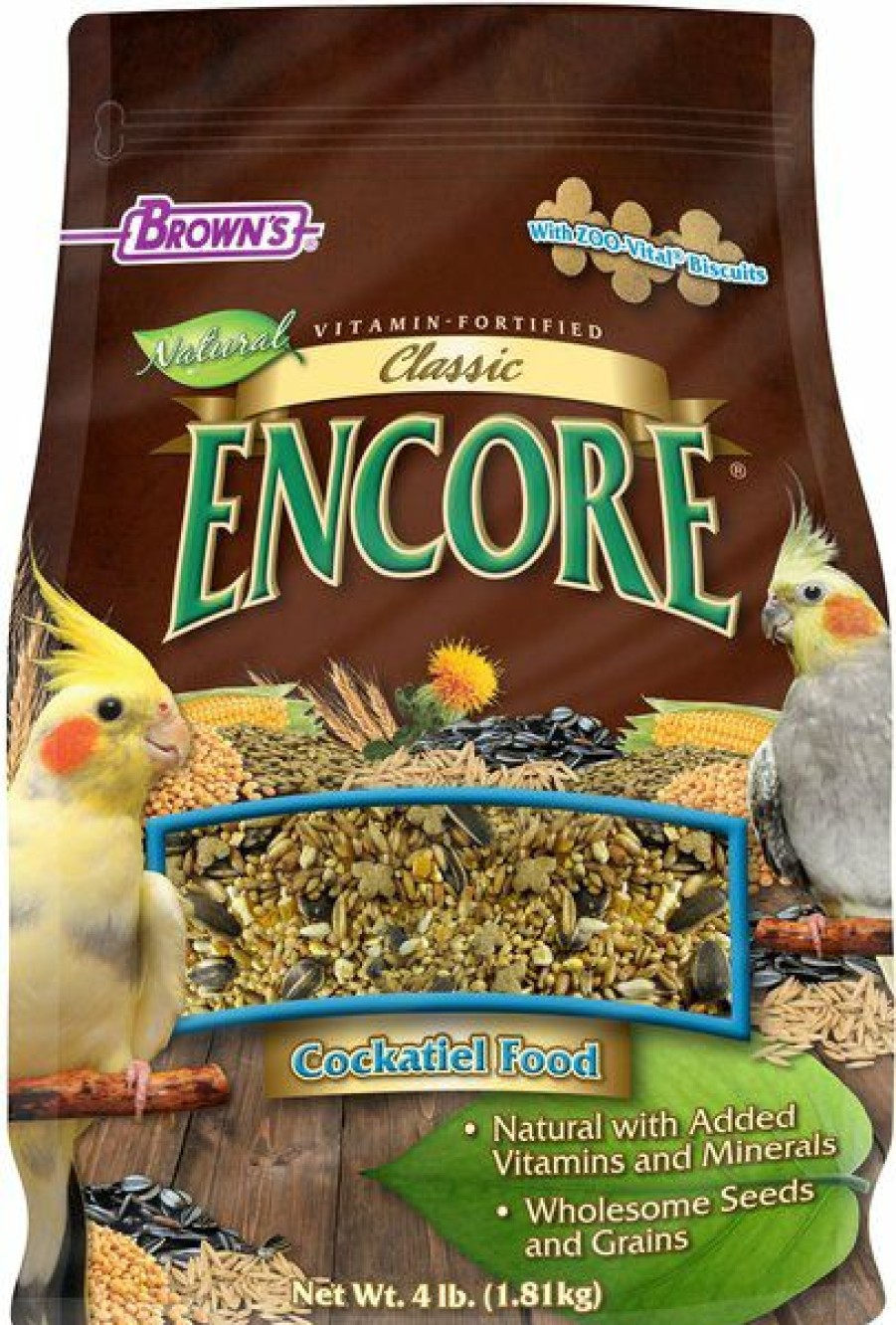 Clearance * Browns Popular Brown'S Encore Classic Natural Cockatiel Food, 4-Lb Bag