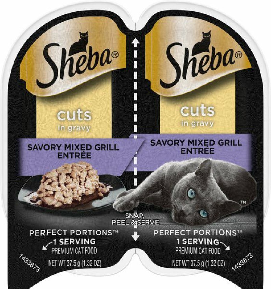 Best * Best Sale Sheba Perfect Portions Grain-Free Savory Mixed Grill Cuts In Gravy Entree Cat Food Trays, 2.6-Oz, Case Of 24 Twin-Packs