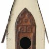 New * Large Choice Glitzhome Washed White Distressed Solid Wood Birdhouse, White