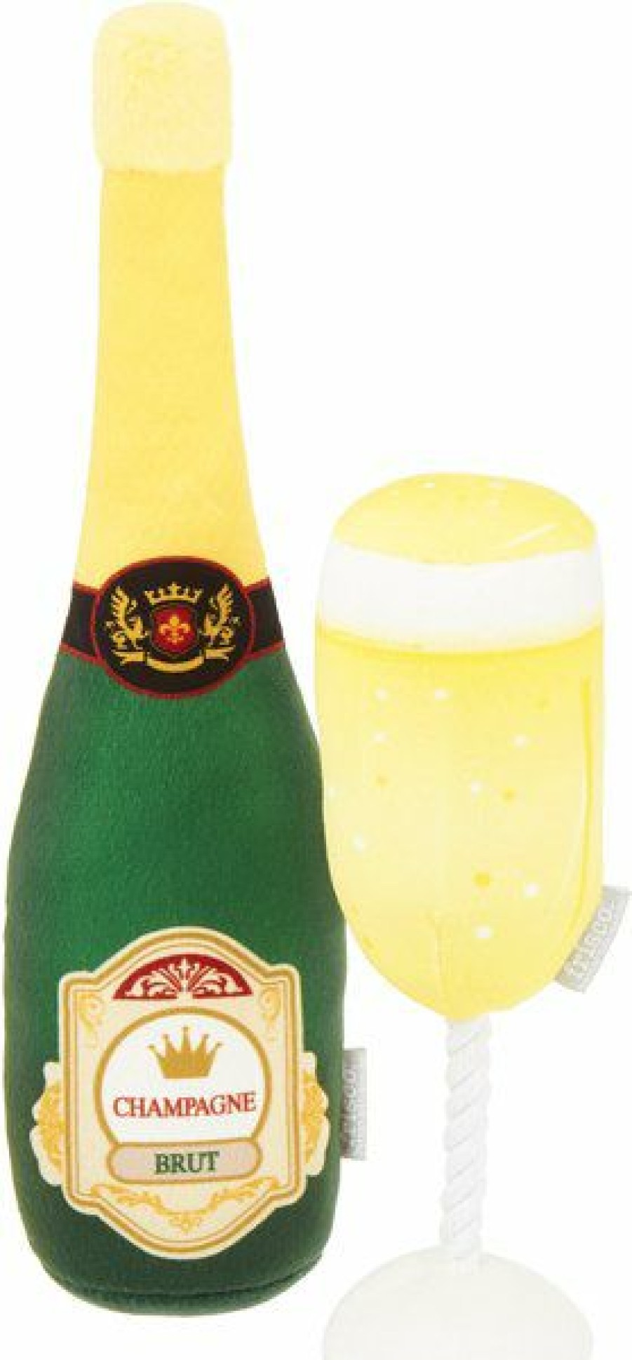 Best * Large Choice Frisco Plush Champagne & Flute Dog Toy, 2-Pack