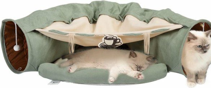 New * Wholesale Coziwow By Jaxpety Collapsible Cat Tunnel Bed, Green