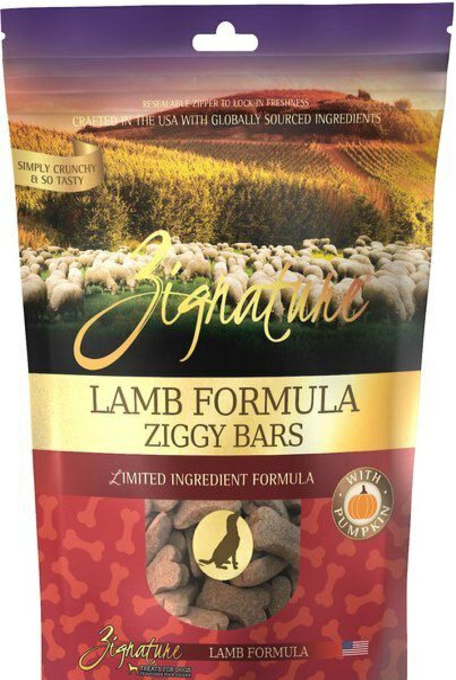 Best * Discount Zignature Grain-Free Lamb Formula Ziggy Bars Biscuit Dog Treats, 12-Oz Bag