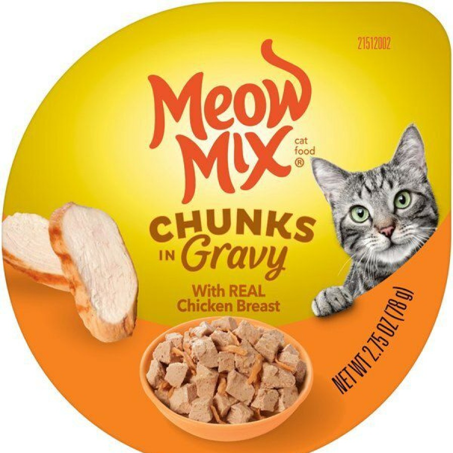 New * Best Quality Meow Mix Savory Morsels With Real Chicken Breast In Gravy Cat Food Trays, 2.75-Oz, Case Of 12