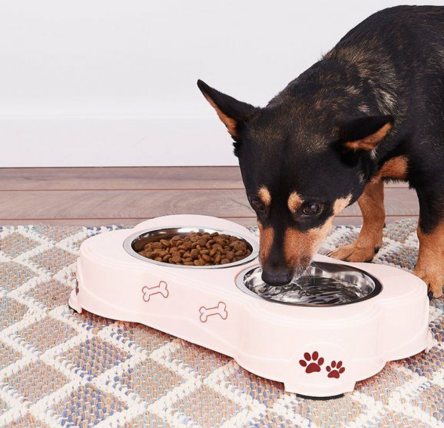 Online * Low Price Loving Pets Dolce Double Diner Non-Skid Elevated Dog & Cat Bowls, Pink, 2.75-Cup