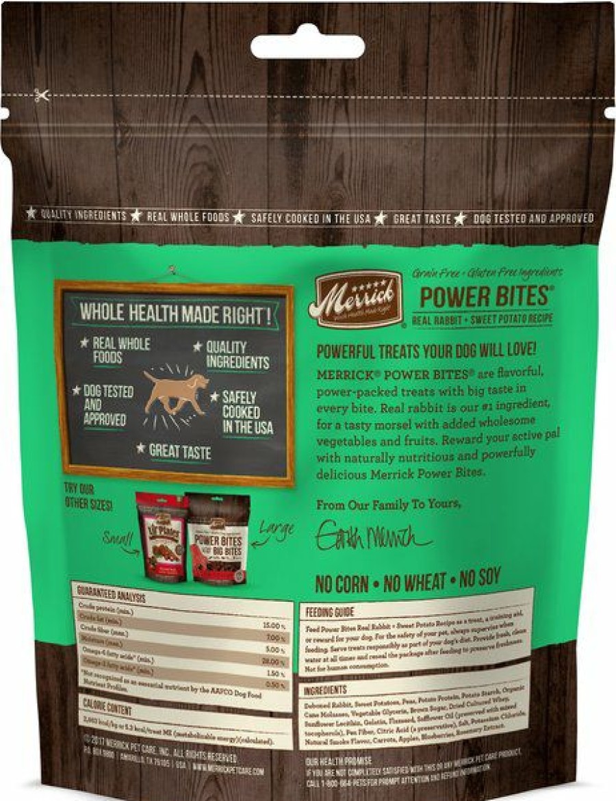 Online * Best Sale Merrick Power Bites Real Rabbit + Sweet Potato Recipe Grain-Free Soft & Chewy Dog Treats, 6-Oz Bag