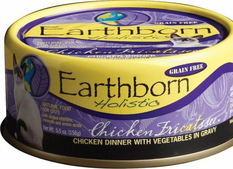 Best * Reliable Quality Earthborn Holistic Chicken Fricatssee Grain-Free Natural Adult Canned Cat Food, 5.5-Oz, Case Of 24