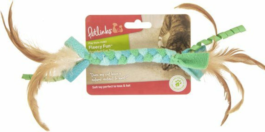 Best * Discount Store Petlinks Fleecy Fun Braided Fleece & Feather Cat Toy, Blue, Small