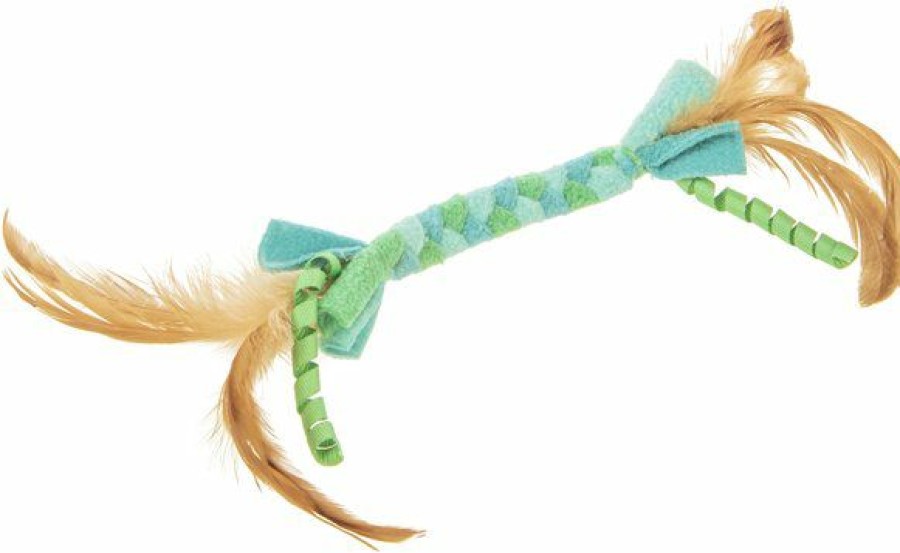 Best * Discount Store Petlinks Fleecy Fun Braided Fleece & Feather Cat Toy, Blue, Small