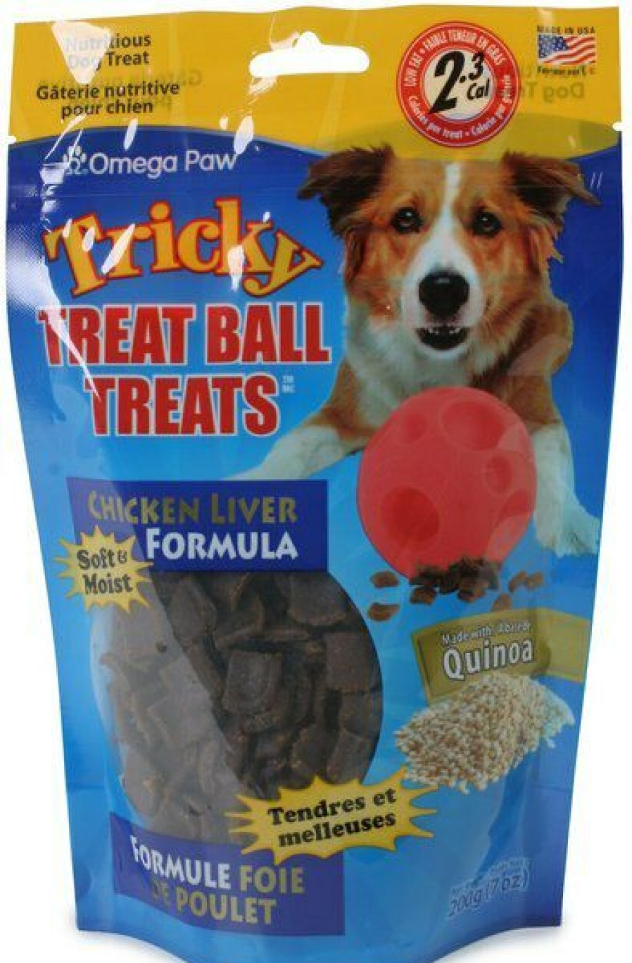 Online * Discount Omega Paw Tricky Treat Ball Chicken Flavor Dog Treats, 7-Oz Bag