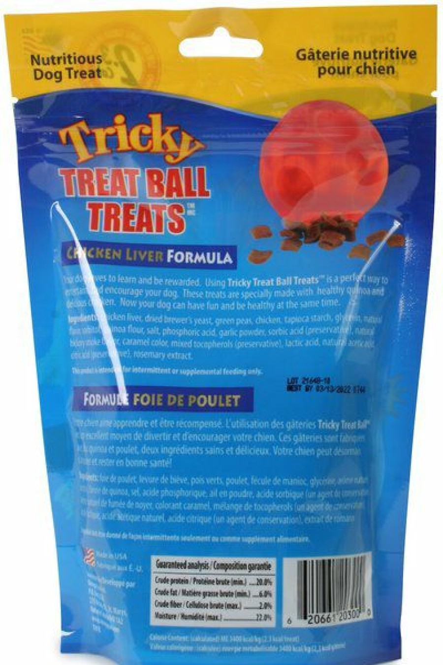 Online * Discount Omega Paw Tricky Treat Ball Chicken Flavor Dog Treats, 7-Oz Bag