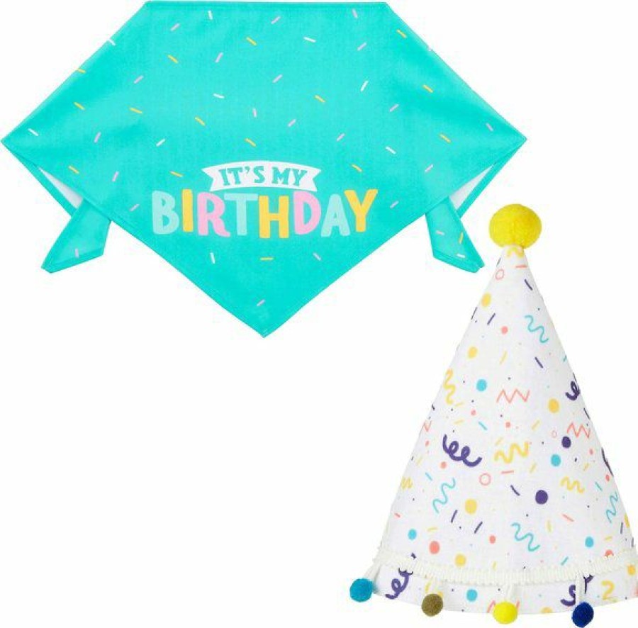 Best * Discount Store Bundle: Frisco Dog & Cat Birthday Bandana, X-Small/Small + Frisco Confetti Dog & Cat Birthday Hat, Small/Medium