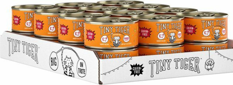 Best * Hot Sale Tiny Tiger Chunks In Gravy Turkey Recipe Grain-Free Canned Cat Food, 3-Oz, Case Of 24