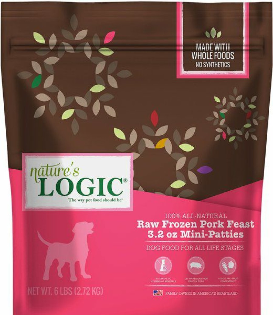 New * Natures Logic 100% Guarantee Nature'S Logic All-Natural Grain-Free Pork Feast Patties Raw Frozen Dog Food