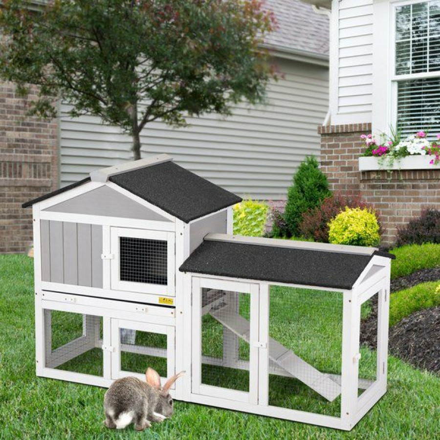 Best * Discount Store Coziwow By Jaxpety 2-Tier Wood Rabbit Hutch Outdoor Small Animal Cage