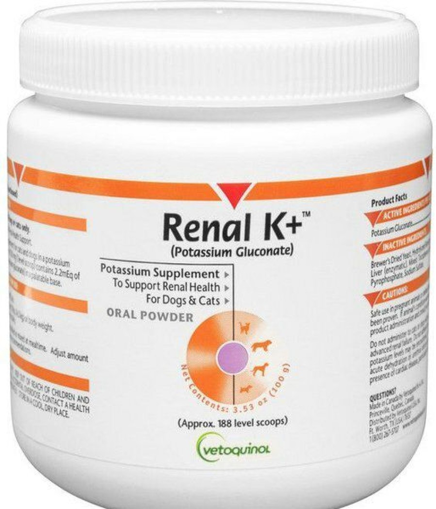 Wholesale * Hot Sale Vetoquinol Renal K+ Powder Kidney Supplement For Cats & Dogs, 100G Container