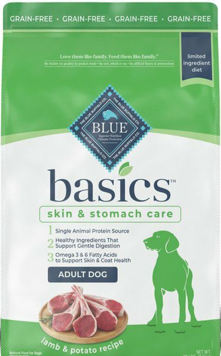 Wholesale * Reliable Quality Blue Buffalo Basics Skin & Stomach Care Grain-Free Formula Lamb & Potato Recipe Adult Dry Dog Food