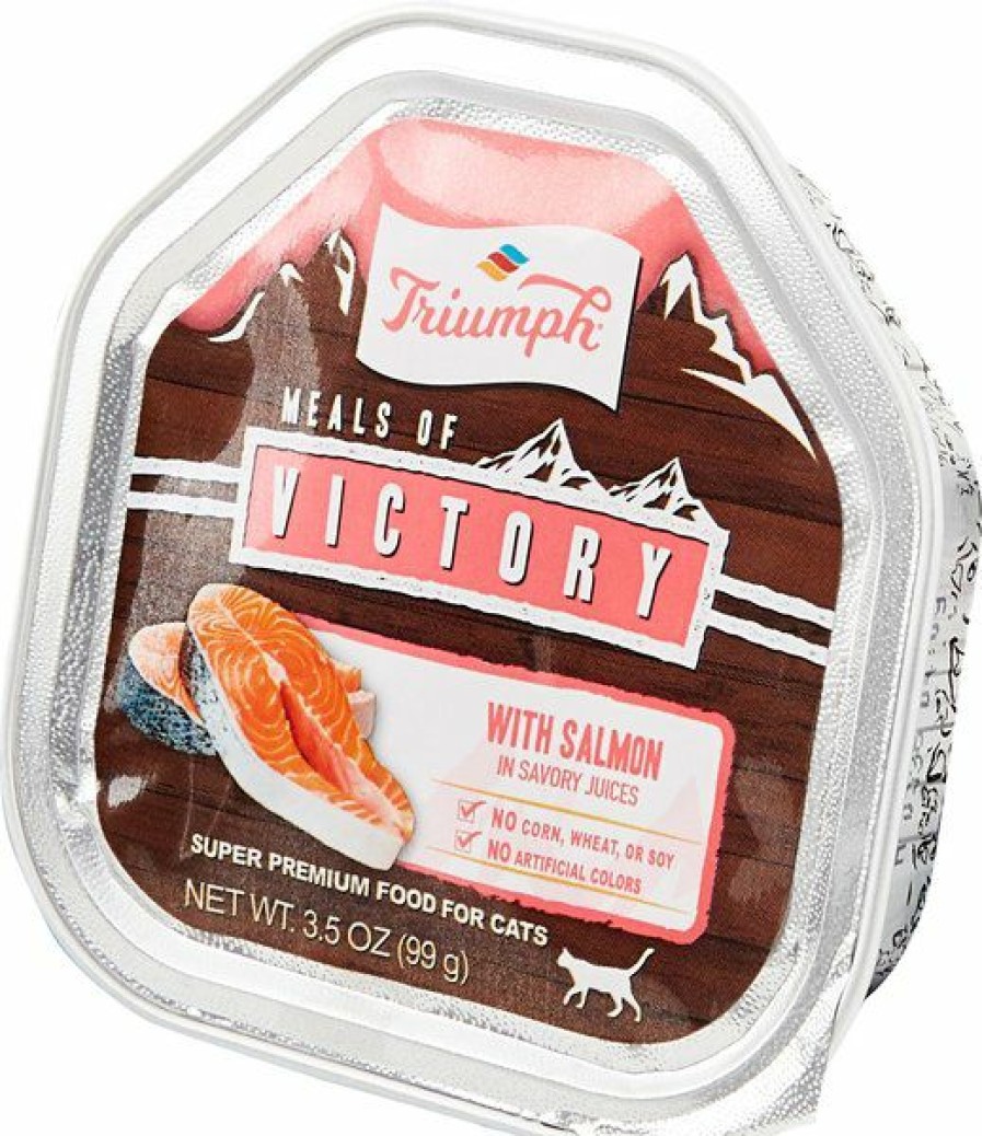 Online * Best Sale Triumph Meals Of Victory With Salmon In Savory Juices Cat Food Trays, 3.5-Oz, Case Of 15