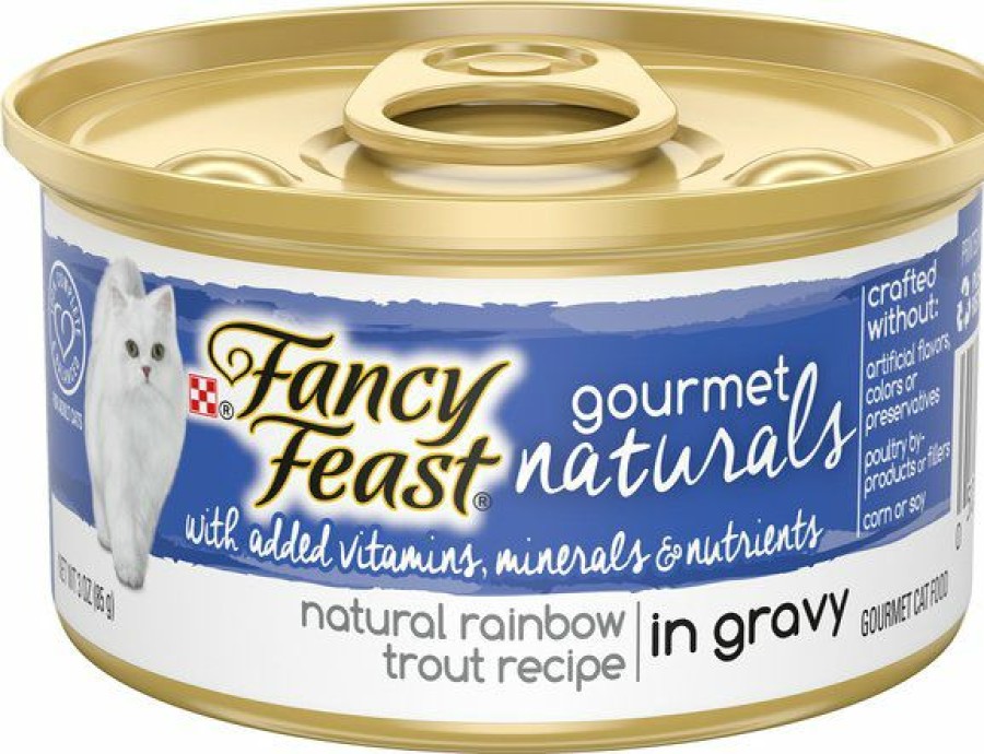 Wholesale * Hot Sale Fancy Feast Gourmet Naturals Natural Rainbow Trout Recipe In Gravy Canned Cat Food, 3-Oz Can, Case Of 12