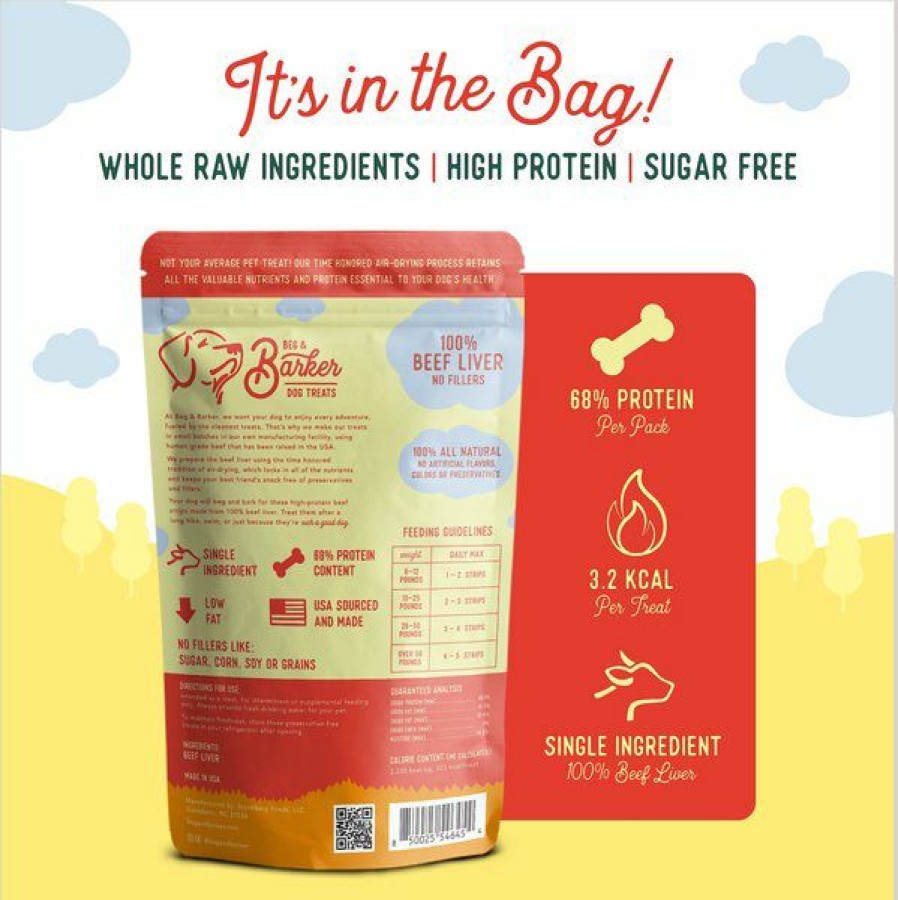 New * Online Beg & Barker Double Beef Liver Strips Dog Jerky Treats