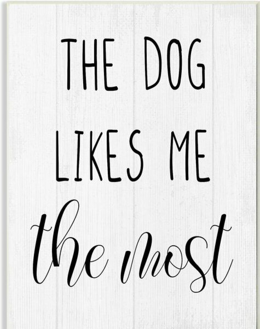 Best * Low Price Stupell Industries The Dog Likes Me Most Minimal Rustic Dog Wall Decor, Wood