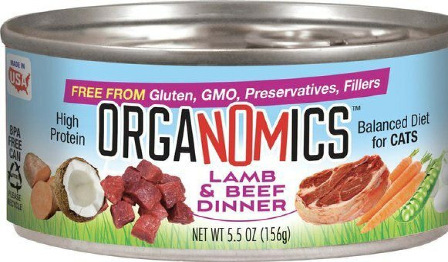 Best * Popular Organomics Lamb & Beef Dinner Grain-Free Pate Wet Cat Food, 5.5-Oz Can, Case Of 24