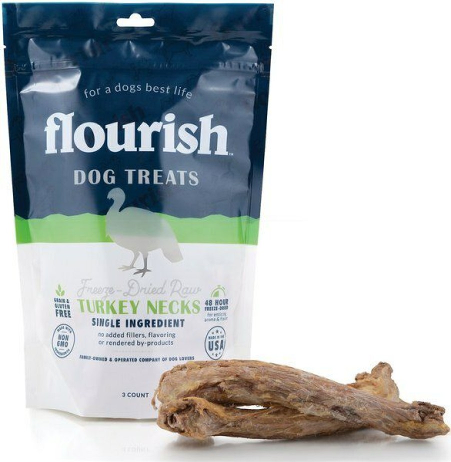 Wholesale * Best Sale Flourish Turkey Necks Freeze-Dried Dog Treats, 3 Count