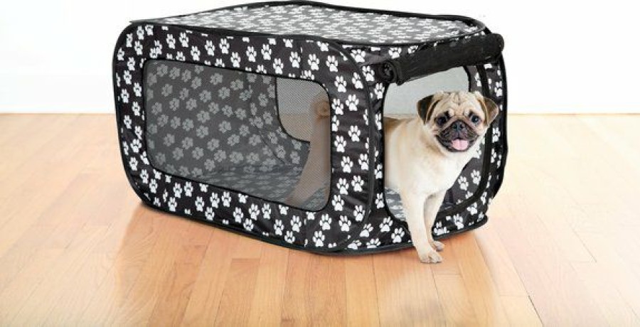 Online * Large Choice Etna Pop-Open Single Door Collapsible Soft-Sided Dog Crate, Black & White, 33 Inch